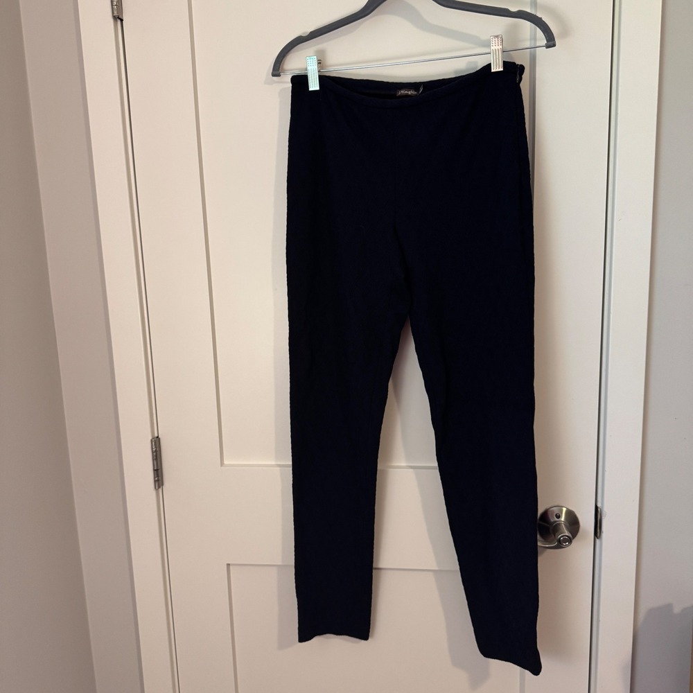 J.McLaughlin Womens Navy Blue Textured Knit Slim Leg Side Zip‎ Pants Size 4
